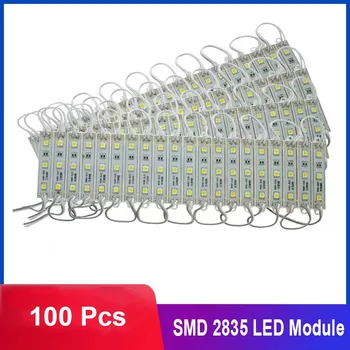 100Pcs SMD 2835 מודול LED סופר מבריק מחרוזת אור עם עדשות בצבע לבן עמיד למים LED מודול עיצוב מודעות פרסום LED מודול