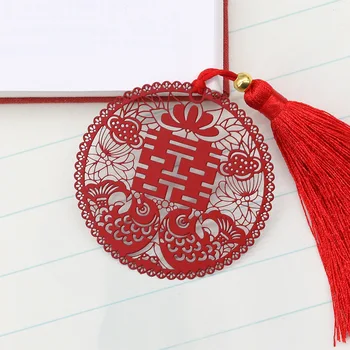1pcs כפול אושר קוי אמנות נירוסטה מתכת אדום חגיגי Wenchuang מתנות ציצית נישואין מתנות סימניות