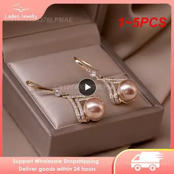 1~5PCS אופנה תכשיטי יוקרה להשתלשל פנינה עגילים לנשים מסיבת חתונה מתנות בסגנון קוריאני עגיל נשים חורים באוזניים פופולרי