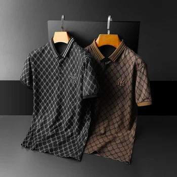 2023 אופנה רקמה, חולצות פולו גברים עסקים סלים שרוול קצר דש החולצה באיכות גבוהה בגדי גברים קיץ מזדמנים צמרות