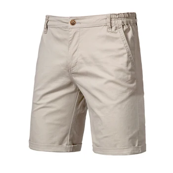 2023 חדש קיץ כותנה מוצקים מכנסי גברים באיכות גבוהה מזדמן עסקים חברתיים אלסטי המותניים גברים מכנסיים קצרים-10 צבעים קצרים חוף
