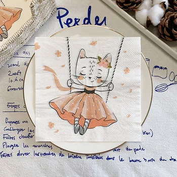 20Pcs/חבילה חמוד עקפה חתול מגזרת נייר מפיות נייר מצוירת יפה מפית נייר טישו עבור ג ' י iris מסיבת יום הולדת אספקה