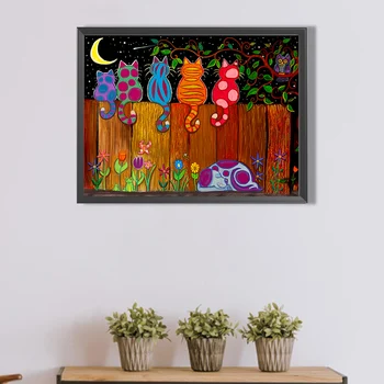 5D DIY מלא עגול מקדח יהלום ציור חתולים בעלי חיים ערכת עיצוב הבית מלאכת אמנות