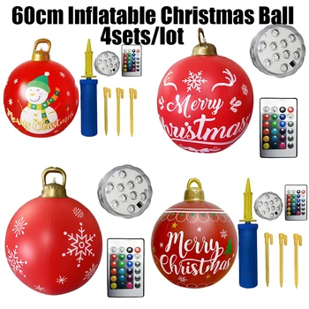 60 כדור חג המולד קישוט חיצוני מקורה זוהר הוביל את חג המולד קישוט כדור בלון מתנפח צעצוע כדור חג המולד מתנת