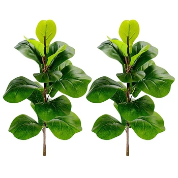 8X צמחים מלאכותיים כינור עלה תאנה מזויף פיקוס Lyrata עץ מזויף ירוק של שיחי הצמחייה בגינה במרפסת חלון התיבה עיצוב