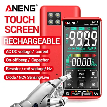 ANENG 621A דיגיטלי מודד 9999 נחשב אוטומטי טווח טעינה USB נייד NCV המונה מודד מד הזרם מסך מגע LCD