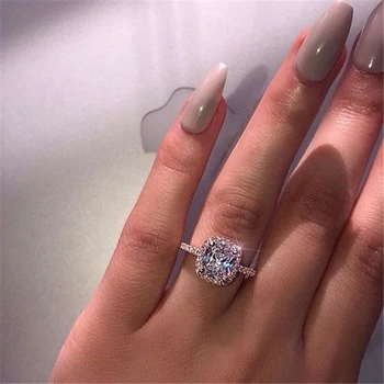 DIWENFU אמיתי כסף S925 FL טבעת יהלום עבור נשים Bague החתונה Bizuteria 2Carat אבן חן טופז לבן 925 טבעות תכשיטי נשים