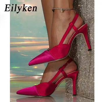Eilyken אלגנטי סאטן מחודד בוהן נשים משאבות אופנה דק עקבים גבוהים נעלי חתונה אירועים Tacones דה חברים