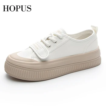 HOPUS לבן נעלי נשים 2023 עור חדש באיכות גבוהה פלטפורמת נעלי נשים לנשימה נוח גופר, נעליים פשוטות.