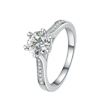 JZ0080 Lefei אופנה אופנתי יוקרתי צבע D 1ct קלאסי Moissanite כפות כתר טבעת נשים s925 חתונת כסף תכשיטים מתנה
