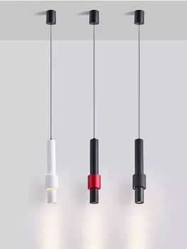 Led מודרנית תליון מנורה צינור ארוך המנורה אי מטבח חדר אוכל חנות דלפק קישוט גליל צינור אורות תליון