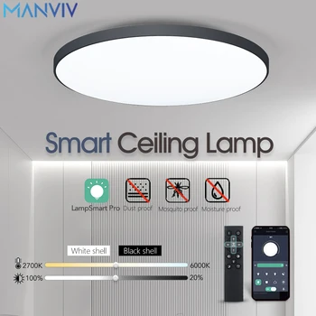 MANVIV LED חכם מודרני מנורת תקרה תאורת לד עם שלט רחוק/בקרת יישום 220V ניתן לעמעום תאורה תאורה עבור הסלון