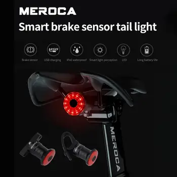 MEROCA WR15 רכיבה על אופניים האורות האחוריים חכם חיישן אורות הבלם Usb הכביש MTB נטענת אופניים אחוריים אופניים אביזרים