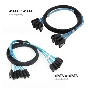 SATA III 6Gbps SAS כבלים עבור שרת SATA 7 Pin to SATA 7 Pin קשיח, כבל נתונים 4SATA כדי 4SATA 6SATA כדי 6SATA