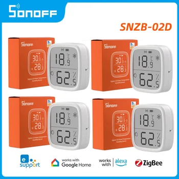 SONOFF SNZB-02 Zigbee חיישן טמפרטורה SNZB-02D בית חכם eWelink בזמן אמת לפקח על העבודה עם אלקסה הבית של Google אליס