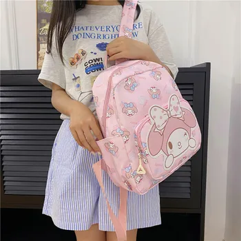 Sanrio מלודי Kuromi תיק כתף גודל ילקוט חמוד כפול כתף תלמידים הילדים לטיול תרמילים קטנים