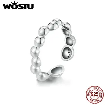 WOSTU 925 כסף סטרלינג בועה טבעת פתוחה האצבע טבעות פשוטות ללא תשלום גודל Resizable הטבעת לנשים תכשיטים יפים, מתנת יום הולדת