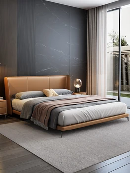 איטלקי פשוט מאוד עור המיטה מודרני פשוט 1.8 מ ' מיטת הכלולות רשת מפורסמת השינה אחסון אור בזבזני המיטה