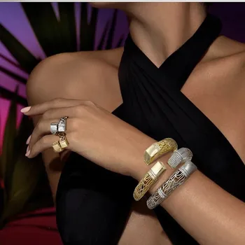 אישה צמיד זהב 18K מצופה נחושת צמיד עם טבעת יוקרה Zirconia דובאי תכשיטים מסיבת חתונה אבזרים משלוח חינם