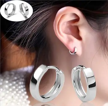 אמיתי סטרלינג 925 עגילי חישוק לגברים נשים גיאומטריות חישוקי אוזן עגילים מסיבת תכשיטים מתנות S-E1373