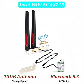 אנטנה של 10DBi M. 2 ערכת שולחן העבודה Intel WiFi 6E AX210 WiFi 6 AX200 WiFi 5 7265NGW הכרטיס האלחוטי Bluetooth WiFi 2 ב-1 עבור PC