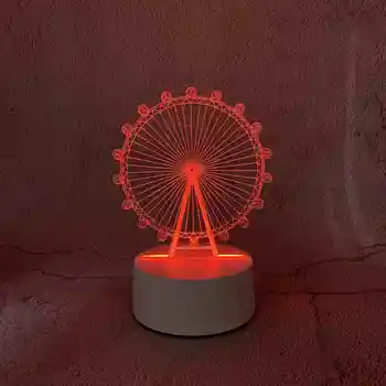 אקרילי צבעוני גלגל ענק 3D Plug-in השינה מיטה פשוטה לילה אור המראה את רמת מתנה