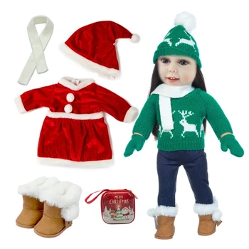 בובות בגדי חג המולד להגדיר עבור 18inch ילדה בובות אופנה נושאים חג התחפושות תלבושת ואביזרים