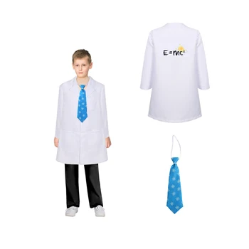 בנים עניבה חולצה ילדים פיזיקאי, מדען תחפושות קוספליי ילדים מעיל תלבושות ליל כל הקדושים מסיבת קרנבל חליפה