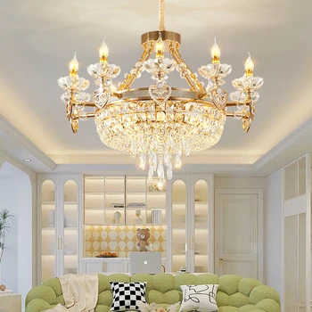 בסגנון אירופאי קריסטל אטמוספרי נר נברשת עבור סלון, חדר שינה דגם חדר דופלקס קומה הברק יוקרה תלוי אור.