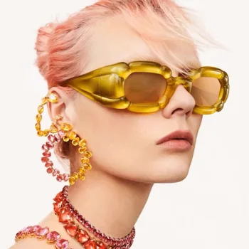 בציר אופנה Oversize משקפי שמש לנשים עם פופולרי כיכר עיני חתול מותג יוקרה עיצוב UV400 על בנות קניות