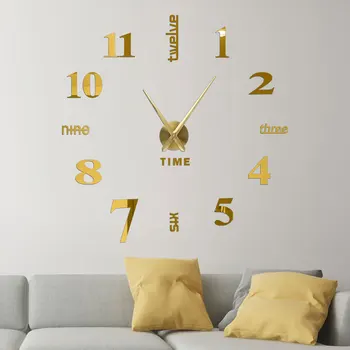 גדול שעון קיר רלו דה ונקייה קוורץ שעון 3D DIY גדול דקורטיבי במטבח שעונים מראת אקריליק מדבקות שעוני קיר לעיצוב הבית