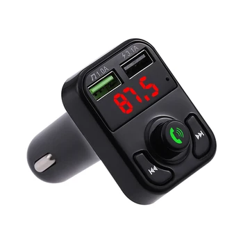 דיבורית משדר FM Aux אפנן אלחוטית Bluetooth 5.0 דיבורית לרכב רכב אודיו נגן MP3 USB כפול לרכב מטען מהיר
