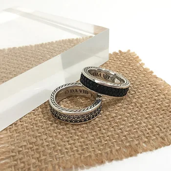 דיוויד Yullman של גברים ונשים יהלום טבעות כסף כסף סטרלינג עם סט יהלומים מסוגנן הזוג טבעת תכשיטים מתנה