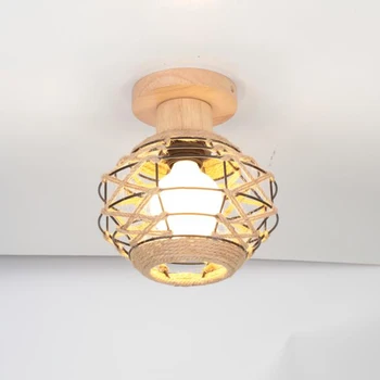 האמריקאי רטרו תעשייתי מנורת תקרה מטבח המסעדה הסלון למסדרון בר תפאורה חבל קנבוס אור תקרת תאורה פנימית