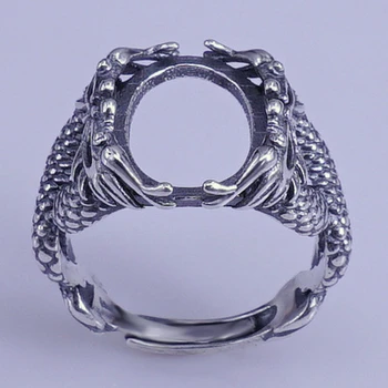 הדרקון הסיני גברים טבעת הגדרת 11mm*15mm אבן חן 925 טבעת כסף ההגדרה עבור תכשיטים DIY