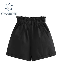 הקיץ של נשים גותי שחור מכנסי אופנה סקסית גבוהה המותניים מכנסיים קצרים נשים אופנת רחוב Y2k Harajuku קוריאנית גותי קו המכנסיים