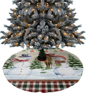 חג המולד אייל שלג עץ חג המולד עץ חצאית חג המולד קישוטים הביתה אספקה עגול עץ חג המולד חצאיות בסיס כיסוי