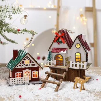 חג המולד הוביל אור בית עץ זוהר יוקרה בונגלו קישוטי חג המולד תפאורה הביתה פיית לילה מנורת תליון ילדים מתנה