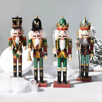 חדש 30CM חג המולד מפצח האגוזים חייל בובה מעץ משובח בובות יצירתי עבודות יד מתנת חג המולד קישוטים הביתה קישוט