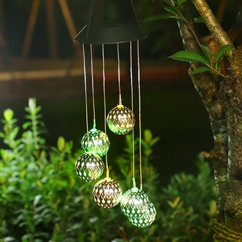 חיצונית חיישן מנורת שמש פעמון הרוח אור קישוט הגן מלאכות תאורה עיצוב הבית למסיבה עמיד למים תלויים פעמוני רוח