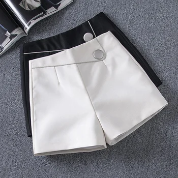 חליפת מכנסיים קצרים נשי אופנה גבוהים מותניים רחב הרגל משרד העבודה בלייזר נשים מכנסיים קצרים בגדים אלגנטי שחור לבן מכנסי נשים C512