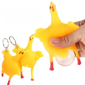 חמוד ביצה עוף תרנגולות מטילות צפוף כדור הלחץ מחזיק מפתחות יצירתי מצחיק לזייף מסובך גאדג ' טים צעצוע עוף Keyring מחזיקי מפתחות