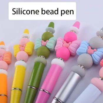 חרוזים עט קריקטורה קשת סיליקון עט, חרוזים עט פלסטיק צבעוניים כתיבה עט