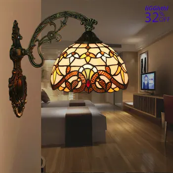 טיפני ויטראז ' קיר אור LED נורדי יצירתי מנורות קיר אור סלון, חדר שינה למסדרון קישוט הבית