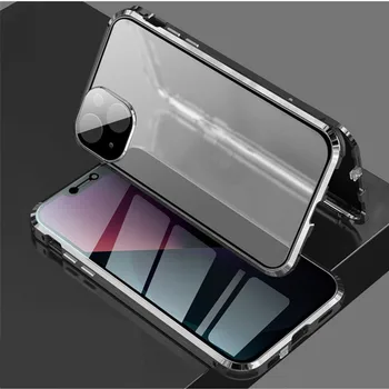 יוקרה מתכת פגוש מגנטי הפוך מקרה עבור iPhone של אפל 13 Pro מקס 12 סגסוגת שריון מלא Temerped זכוכית מגן טלפון הכיסוי