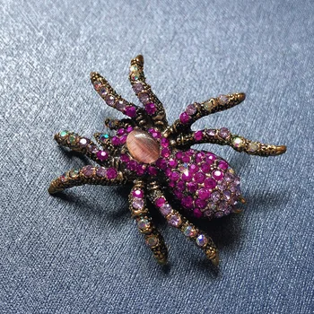 יוקרה עיצוב ריינסטון עכביש סיכות לנשים בציר מבריק חרקים בעלי חיים סיכה סיכות תכשיטים מסיבת מתנות 2023 חדש