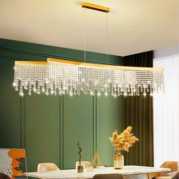 יוקרה קריסטל נברשת הובילה חדר האוכל זהב עיצוב תליית מנורה בית עיצוב תאורה פנימית יצירתית התקרה תליון הברק