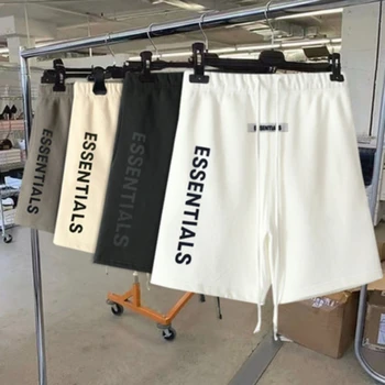 יסודות מכנסיים קצרים של הגברים קיץ מזדמן Sportpants 3D אותיות דפוס גדול אופנה היפ-הופ Hight רחוב כושר ריצה