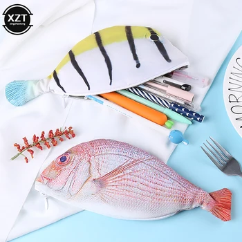 יצירתי דגים בצורת עיפרון המקרים Kawaii סגנון קוריאני בד קלמר ציוד לבית הספר בית הספר מכשירי כתיבה שקיות שקית אחסון 필통