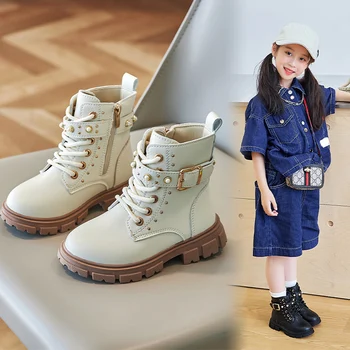 לילדים מגפיים חדשים סתיו/חורף 2023 בנות מגפיים קצרים סטודנטים לבן גדול נעלי ילד רך עם סוליות נעליים & מגפי ילדים 300